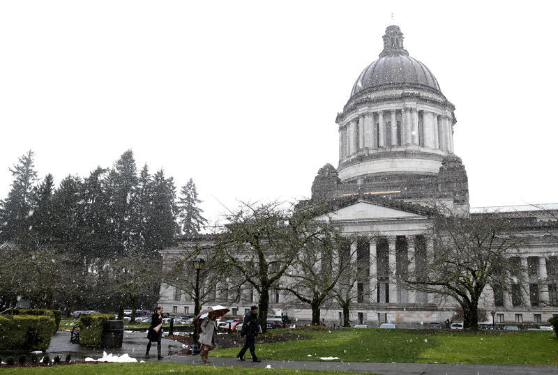  Washington lawmakers convened at the state capitol building in January for what they thought would be a very different 60-day session than what it turned out to be. The response to the COVID-19 outbreak in Washington significantly changed plans. CREDIT: Ted S. Warren/AP