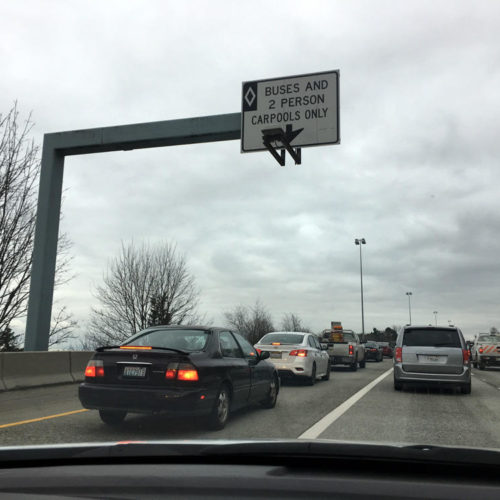 WSDOT says 10 out of 12 stretches of carpool lanes in the Seattle metro area are failing to meet performance standards. CREDIT: TOM BANSE