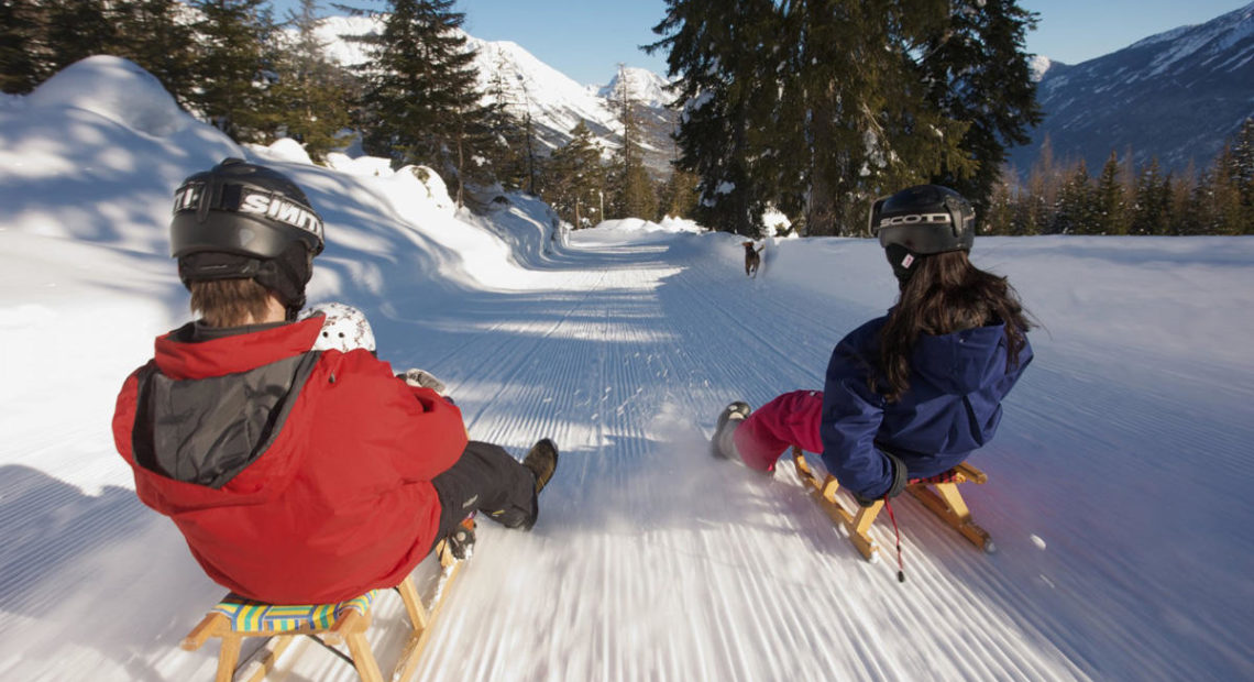 Recreational luge sledding happens on groomed trails rather than an icy chute as used in the Winter Olympics. CREDIT: LOUP LOUP SKI BOWL