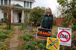Cathryn Chudy was a volunteer for Don Orange's campaign who knocked on every door in her neighborhood's voting precinct. CREDIT: MOLLY SOLOMON