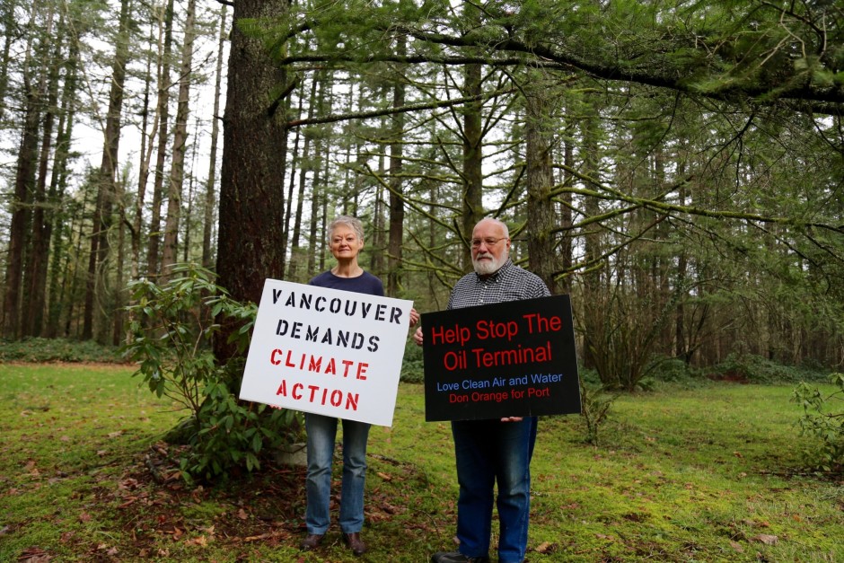 East Vancouver residents Alona and Don Steinke have been protesting the Vancouver Energy oil terminal since 2013. CREDIT: MOLLY SOLOMON