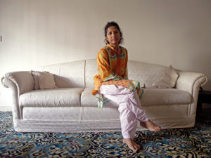Leena Khandwalla, 44, at her family home in Karachi, Pakistan. After members of her religious community in the U.S. and Australia were arrested for performing female genital mutilation, she decided to go public about her childhood experience of undergoing FGM. CREDIT: DIA HADID/NPR