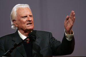 Evangelist Billy Graham speaks in 2005 in Queens, N.Y. Graham was one of the most influential religious figures of the 20th century. Scholars say his death marks the end of a historical era, in which one person could unify Protestant Christianity and come to be known as "America's pastor."