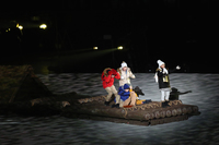 Where there are children, there's often talk of the future. The five children are crossing the river on a raft – but then a storm befalls them. CREDIT: RONALD MARTINEZ/GETTY IMAGES