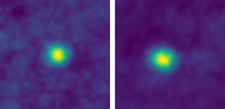 These false-color images of Kuiper Belt objects now occupy a place in history: Never before have images been captured as far from Earth as these. CREDIT: NASA