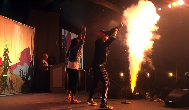 Keegan Heron and friend Kayla Thomas performed 'Everybody' by the Backstreet Boys in front of nearly 500 people for the annual Salish Karaoke Contest, hosted by the Kalispell Indian tribe in Spokane.