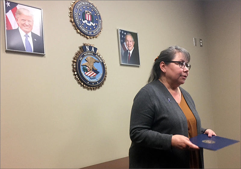 Bernie LaSarte, of Idaho's Coeur D'Alene tribe is the only Native American to win the FBI's Community Leadership Award this year. EMILY SCHWING / NORTHWEST NEWS NETWORK
