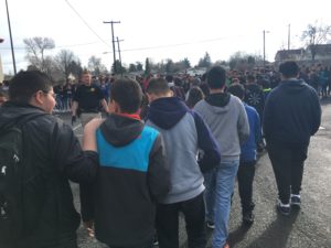 About 300 Toppenish Middle School students participated in a walkout demonstration March 14. Some district administrators carry firearms, though teachers don't.