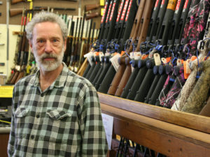 Mitch Mode, the owner of Mel's Trading Post in Rhinelander, Wis., has watched as people's outdoor interests have shifted towards sports like cross-country skiing and bicycling. Fewer customers buy hunting gear these days, he says. CREDIT: NATE ROTT