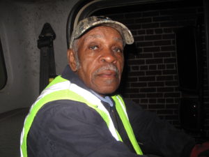 Eighty-six-year-old Elmore Nickelberry is one of the last strike participants still on the job with the Memphis Sanitation Department. CREDIT: DEBBIE ELLIOT