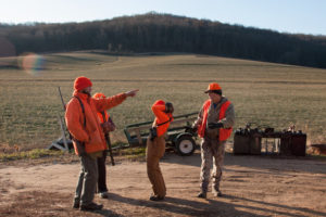 A group of hunters gather in southern Wisconsin for a late season antler-less deer hunt. CREDIT: NATE ROTT