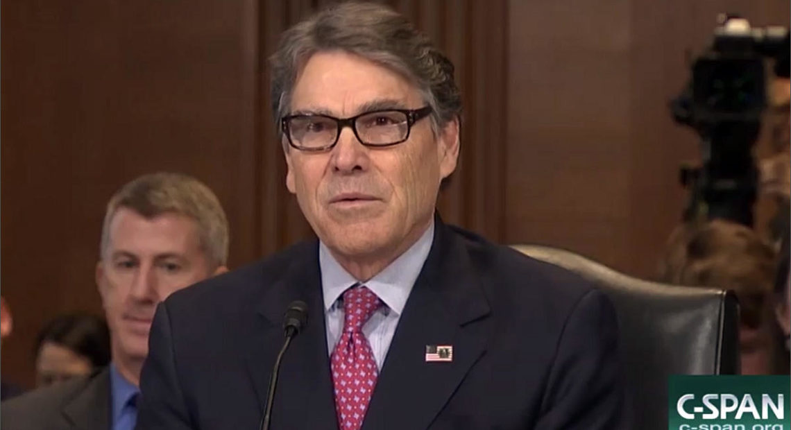 U.S. Secretary of Energy Rick Perry testifies before the Senate Energy and Natural Resources Committee. CREDIT: CSPAN