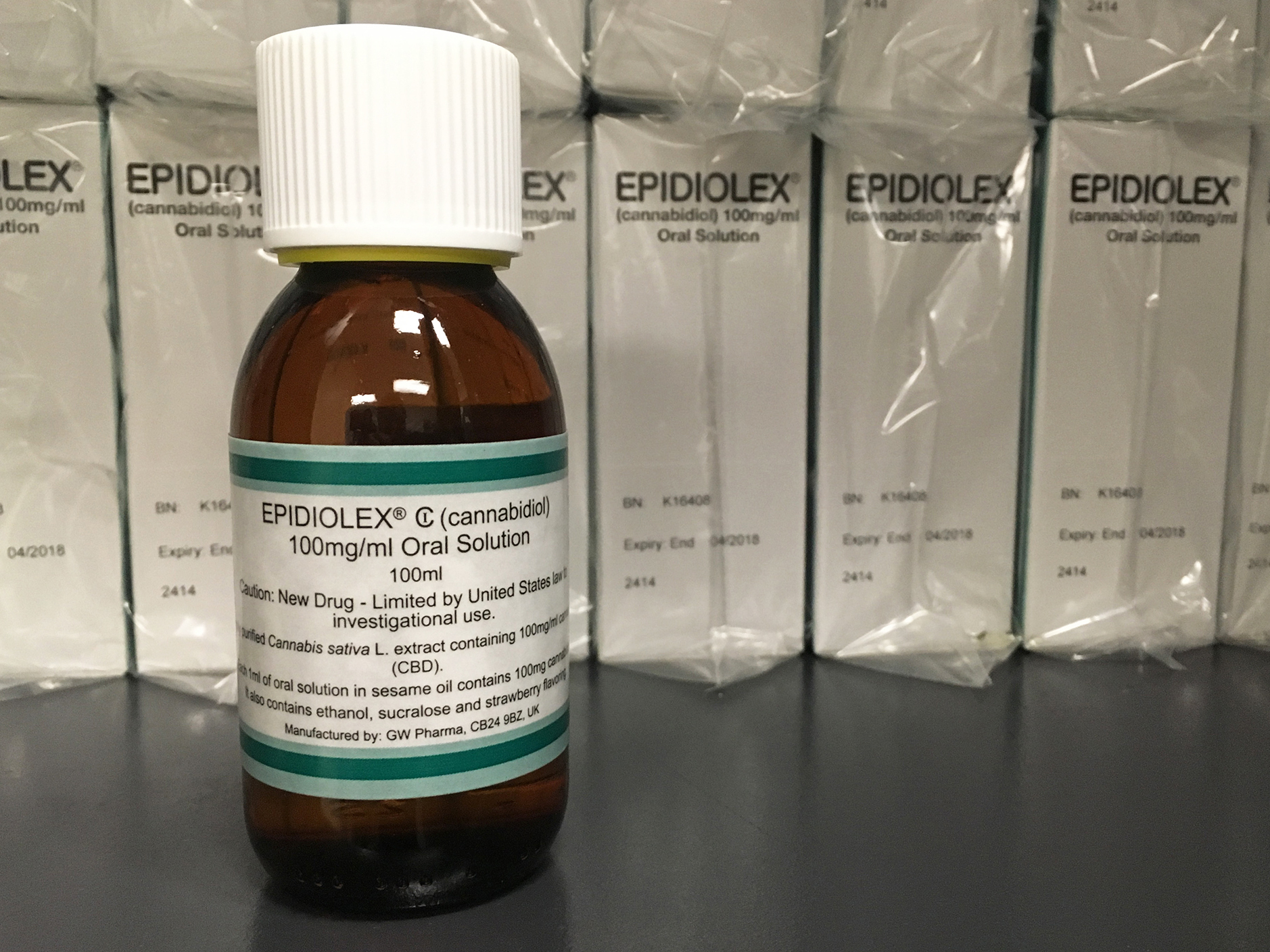 GW Pharmaceuticals makes Epidiolex, a medicine containing pharmaceutical-grade CBD. Last week, a panel of FDA advisers recommended approval of the drug to treat severe seizure disorders in children. CREDIT: KATHY YOUNG