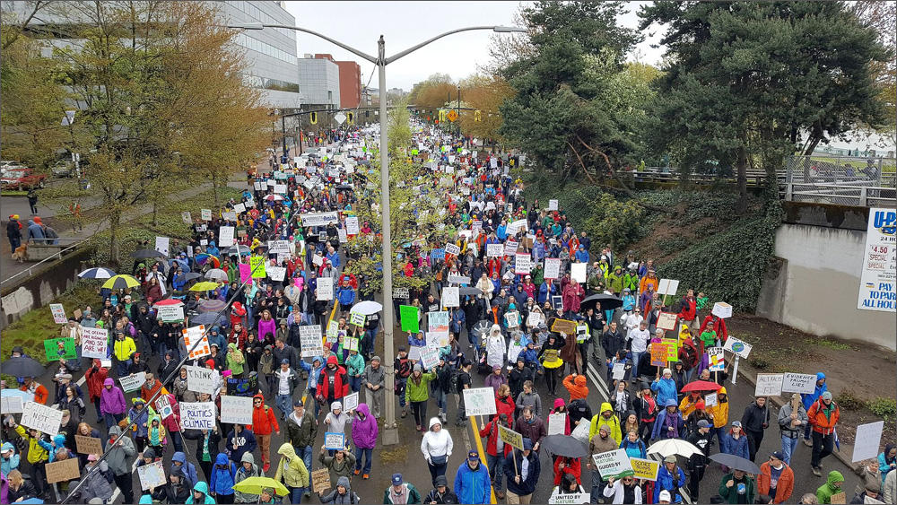The first March for Science took place in many cities around the nation on April 22, 2017. This scene is from Portland. CREDIT: ANOTHER BELIEVER/TINYURL.COM