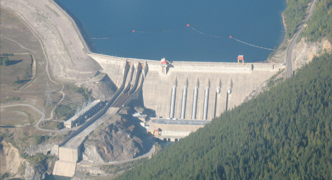 An aerial photograph of the Revelstoke Dam in British Columbia. CREDIT - KELOWNIAN PILOT - TINYURL.COM/YDF7L9X2