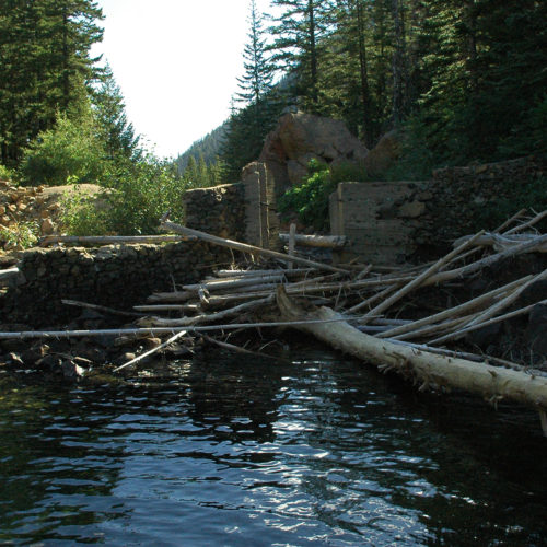 Eightmile Lake damn n the Alpine Lakes Wilderness above Leavenworth. A century-old dam there is now under threat.