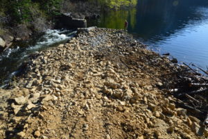 Icicle-Peshastin Irrigation District crews have installed a lot of large rock to reinforce the Eightmile Lake Dam over the last week. And the state of Washington has installed new sensors to keep an eye on rainfall and lake levels. Courtesy Icicle-Peshastin Irrigation District