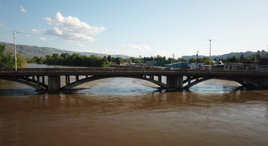 The Okanogan River in Omak on May 7, 2018. CREDIT: OKANOGAN COUNTY EMERGENCY MANAGEMENT