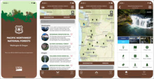 A new app from the U.S. Forest Service provides trail maps and updates on weather, wildfires and road conditions for national forests and grasslands. CREDIT: U.S. FOREST SERVICE / ITUNES