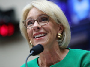 Education Secretary Betsy DeVos Chairs the Trump Administration's School Safety Commission. She is seen here during a House Education and the Workforce Committee meeting in May 2018.