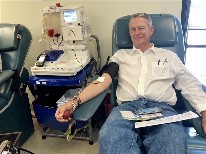 Lt. Gov. Brad Little, the GOP's 2018 nominee for Idaho governor, tweeted this photo of himself giving blood earlier this week.