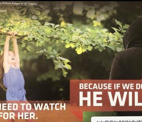 The campaign of Cathy McMorris Rodgers sent this and similar ads to Washington 5th Congressional District voters ahead of the Aug. 7, 2018 primary.