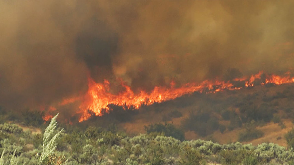 Overhead shot of the Conrad Fire burning outside Naches, Washington. PHOTO CURTOSEY OF KIMA-TV