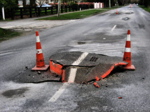 Soil liquefaction caused extensive damage to water and sewer lines in the 2010-11 Canterbury earthquakes in New Zealand. CREDIT: MARTIN LUFT