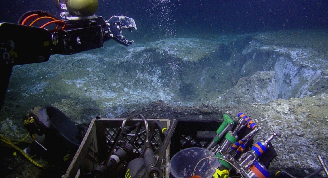 Oregon-based researchers deployed an ROV to sample methane vents off the Pacific Northwest coast this summer. CREDIT: OCEAN EXPLORATION TRUST