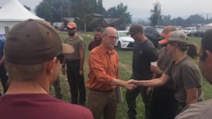 U.S. Rep. Greg Walden of Oregon meeting with firefighters during the Eagle Creek Fire in 2017. OFFICE OF REP. GREG WALDEN