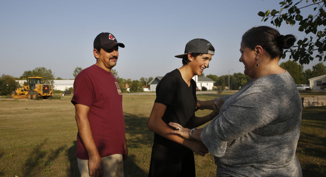 For as long as he can remember, Angel Benavides, 14, has missed the beginning of the school year in Texas because his parents, Juan and Aracely Benavides, work in North Dakota until the harvest is through. CREDIT: ELISSA NADWORNY