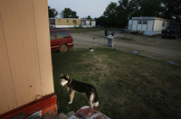 Angel and his family live in a mobile home park with other farmworker families in Minto. Elissa Nadworny/NPR