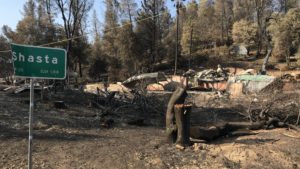 The 2018 Carr Fire destroyed more than a thousand homes, largely on the western edge of Redding, Calif. CREDIT: KIRK SIEGLER/NPR