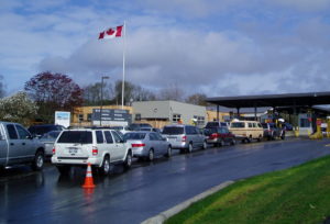 Canadians who cross the border to pick up e-commerce purchases have to plan trips at off-peak times or get a NEXUS pass to avoid waiting in long queues. CREDIT: TOM BANSE