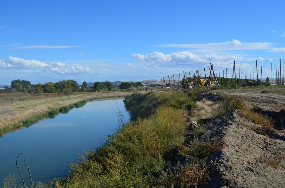The Carpenter family relies on irrigation canals to bring water from the mountains to their hops farm in the otherwise arid Yakima Valley. CREDIT: ELLIS O'NEIL, KUOW/EARTHFIX