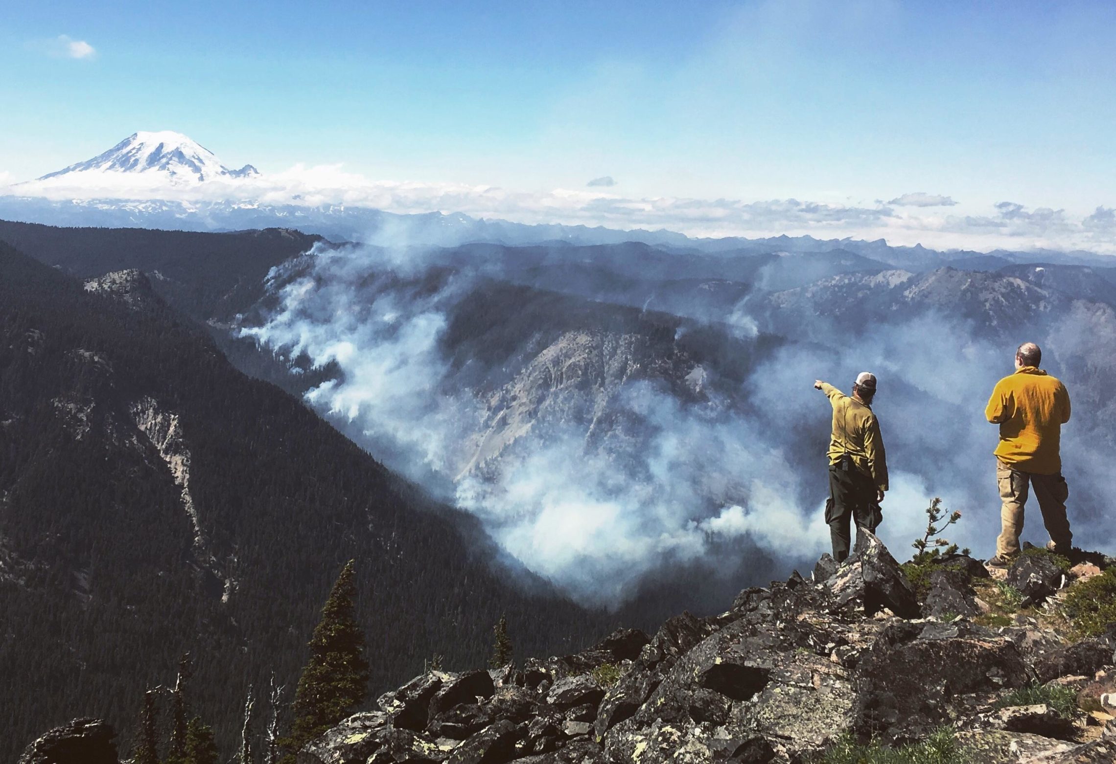 The Miriam Fire has been burning around Washington's White Pass since late July 2018. The Yakima County Sheriff's Office says Australian firefighters were not intentionally targeted and shot at by hunters in the area. CREDIT: JUSTIN GELB/INCIWEB