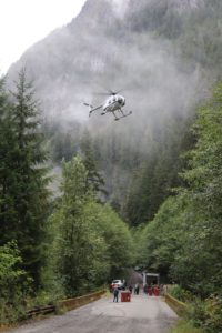 A chartered helicopter carried mountain goats captured the day before in Olympic National Park to their new home on the slopes of Stillaguamish Peak. CREDIT TOM BANSE / NW NEWS NETWORK