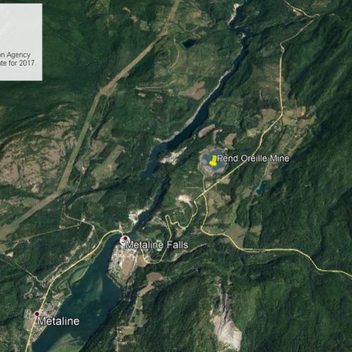 The Pend Oreille Mine operated by Teck is located in northeastern Washington near Metaline Falls. CREDIT: GOOGLE EARTH