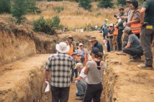A study trench reveals the earthquake history of the Sadie Creek fault southwest of Joyce, Washington. CREDIT: ROBERT WILLIAMS/WWU
