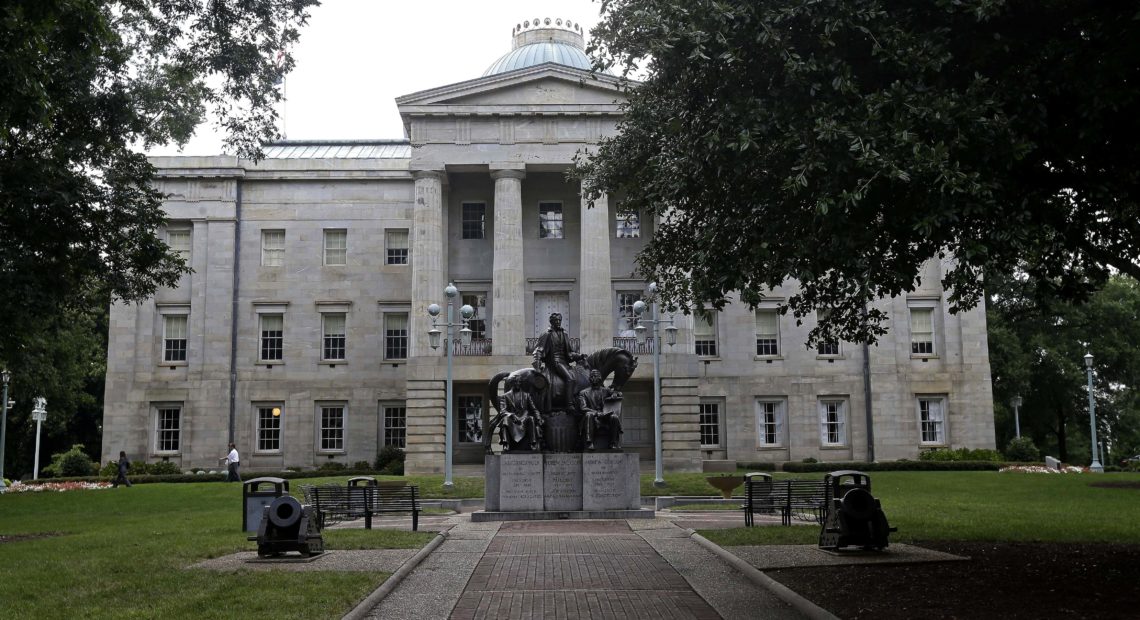 A court ruled that congressional maps that came from North Carolina State Capitol were unconstitutionally gerrymandered but will still be used in November. CREDIT: GERRY BROOME/AP