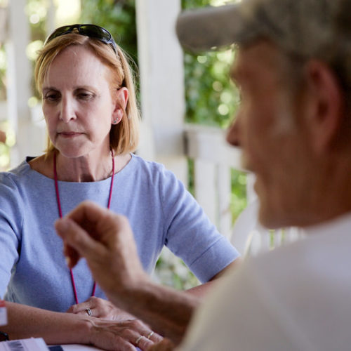 Clackamas County nurse, Mary Horman, explains to an Oregon man the physical problems that come with long-term syphilis infection. CREDIT: KRISTIAN FODEN-VENCIL