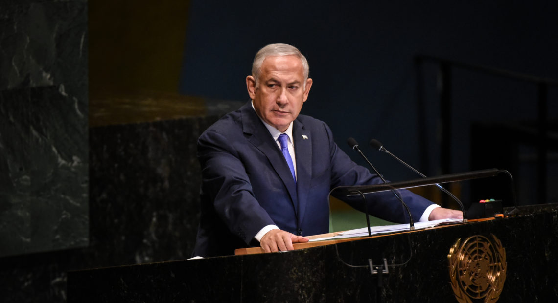 Israeli Prime Minister Benjamin Netanyahu applauds U.S. President Donald Trump during a speech at the United Nations during the United Nations General Assembly on Sept. 27.