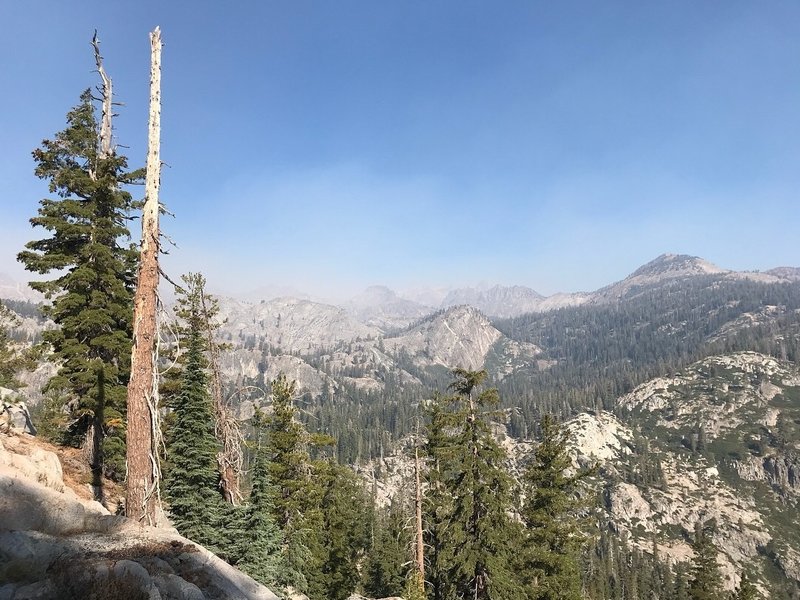 Smoke from the Lions Fire obscures granite peaks in the Sierra Nevada. CREDIT: NATHAN ROTT