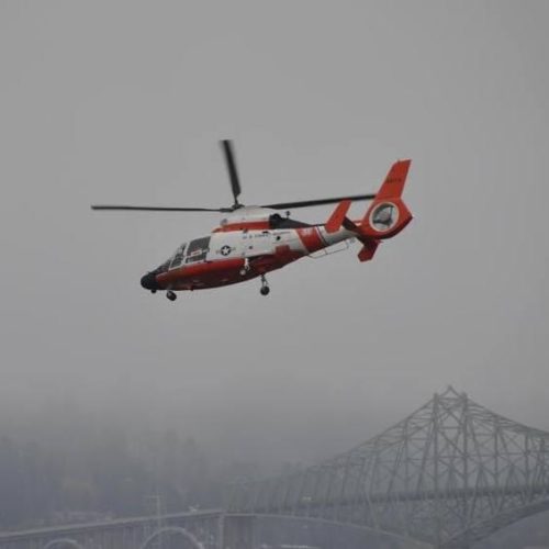 Coast Guard Sector North Bend flies MH-65 Dolphin helicopters CREDIT USCG SECTOR NORTH BEND