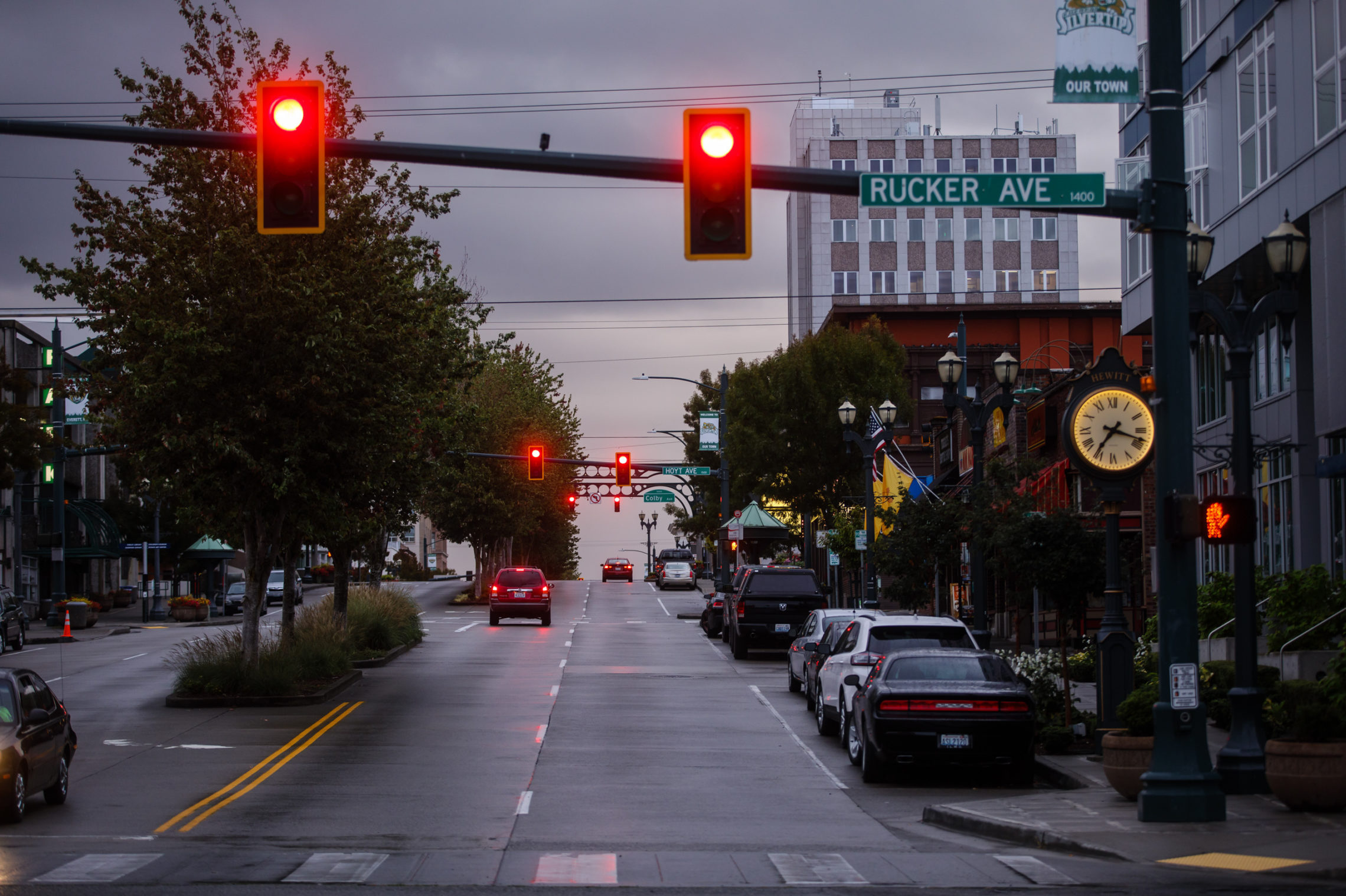 Downtown Everett, Wash., the seat of Snohomish County. The county has declared opioid epidemic a life-threatening emergency and the county is now responding to the drug crisis as if it were a natural disaster. CREDIT: Leah Nash for Finding Fixes Podcast