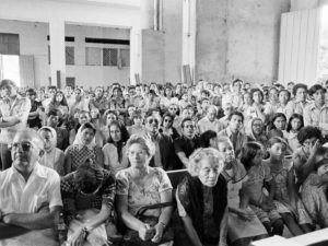 People crowd into San Salvador's Metropolitan Cathedral to listen to a sermon by Romero on Sunday, May 27, 1979. CREDIT: P.W. Hamilton/AP