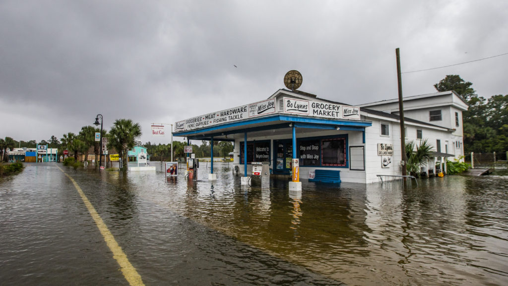 Bo Lynn's Market was taking on water in the town of Saint Marks Wednesday, ahead of Hurricane Michael's landfall in the Florida Panhandle. The hurricane struck as a high-level Category 4 storm.