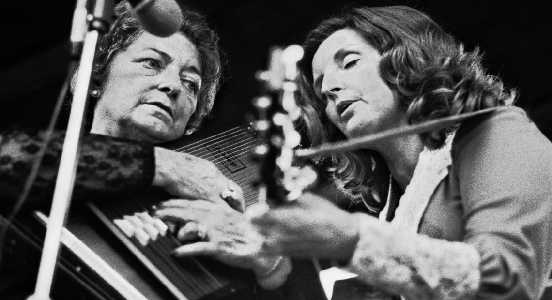 PHOTO: "Mother" Maybelle Carter (left) performs with her daughter Helen in 1977 at the A.P. Carter Memorial Festival in Virginia.