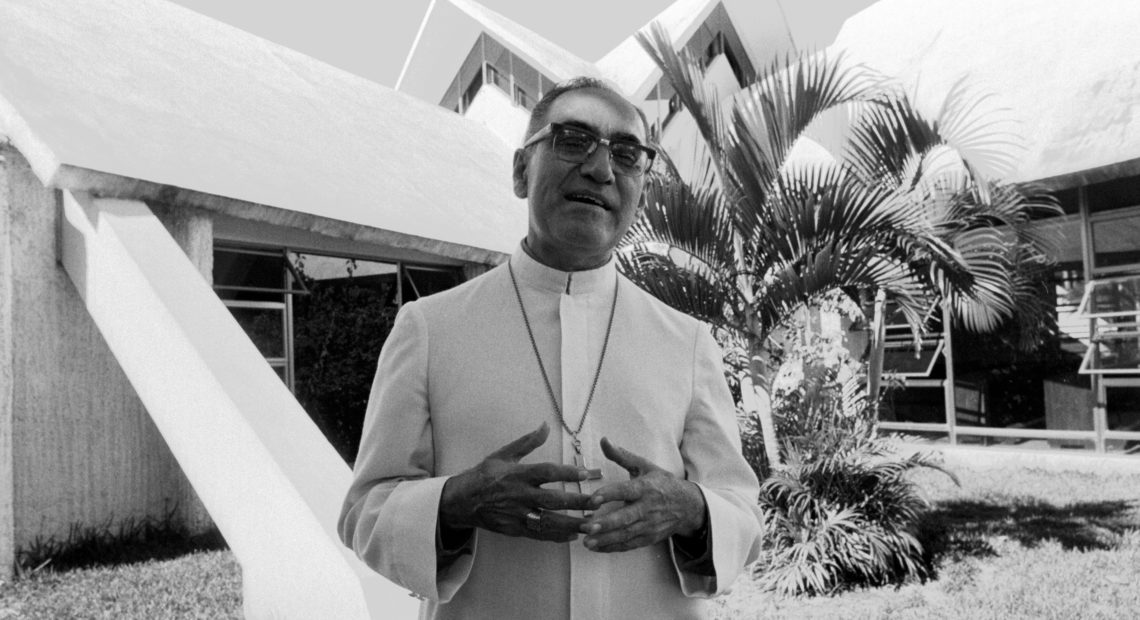 Archbishop Óscar Romero stands outside the chapel of the Hospital de la Divina Providencia in San Salvador on Nov. 20, 1979. CREDIT: Alex Bowie/Getty Images