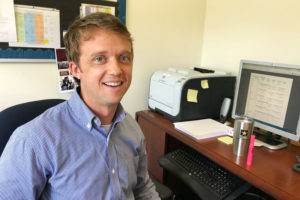 Eric Tornfelt, Assistant Principal at Sedgefield Middle School. The school is located in a majority white neighborhood not far from downtown Charlotte, but the school's population doesn't reflect the neighborhood. CREDIT: JOHN YDSTIE/NPR